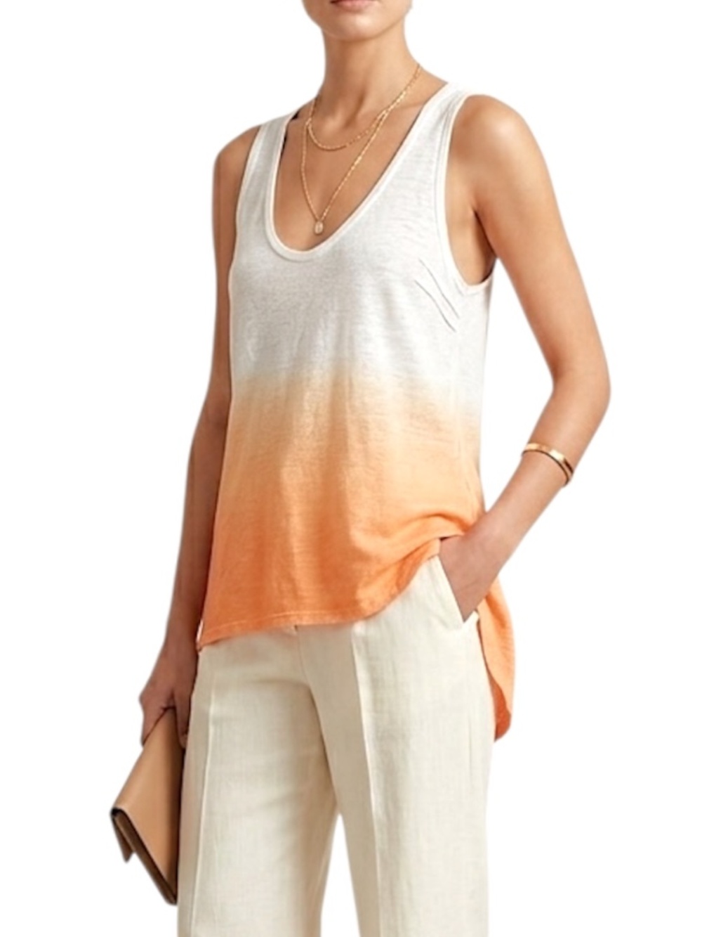 Zadig & Voltaire pure linen designer orange gradient ombre quiet luxury tank top